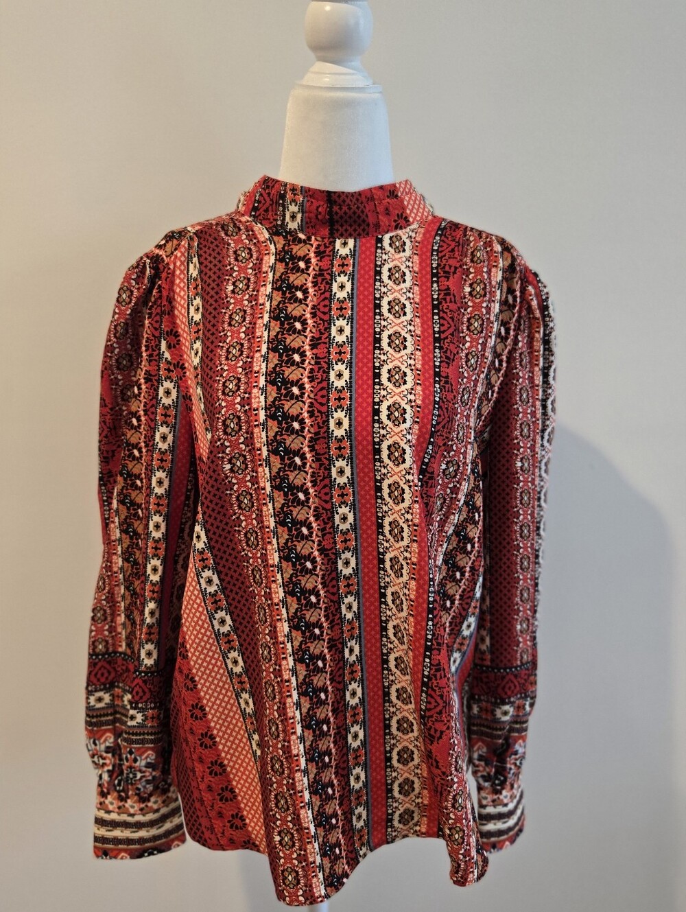 *NWOT* LOFT Red Boho Striped Print Blouse - Size S